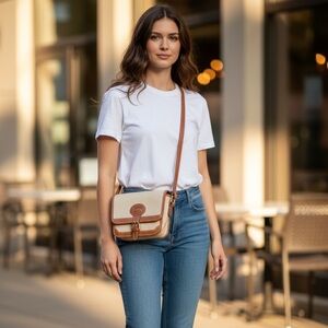 Dooney & Bourke Cream and Brown Crossbody Bag